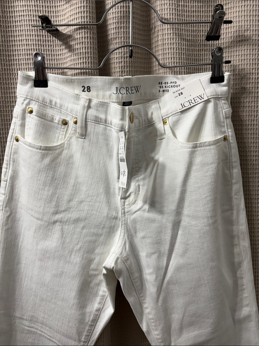 J. Crew White  Jeans with Gold-Tone Rivets kick out nwt